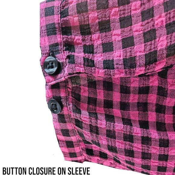 TORRID PLUS SIZE Plaid Lace Button Front Blouse2X - Picture 4 of 13